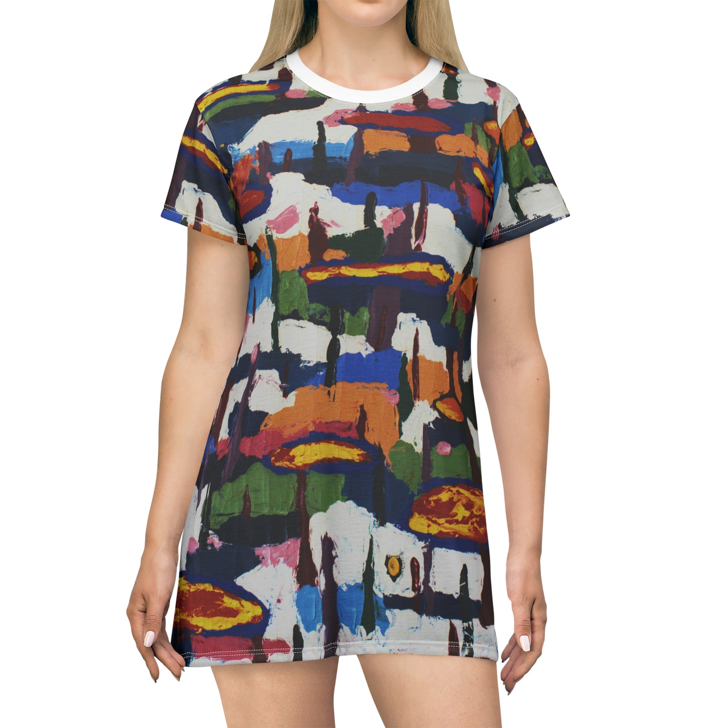 ABSTRACT TREES T-SHIRT DRESS