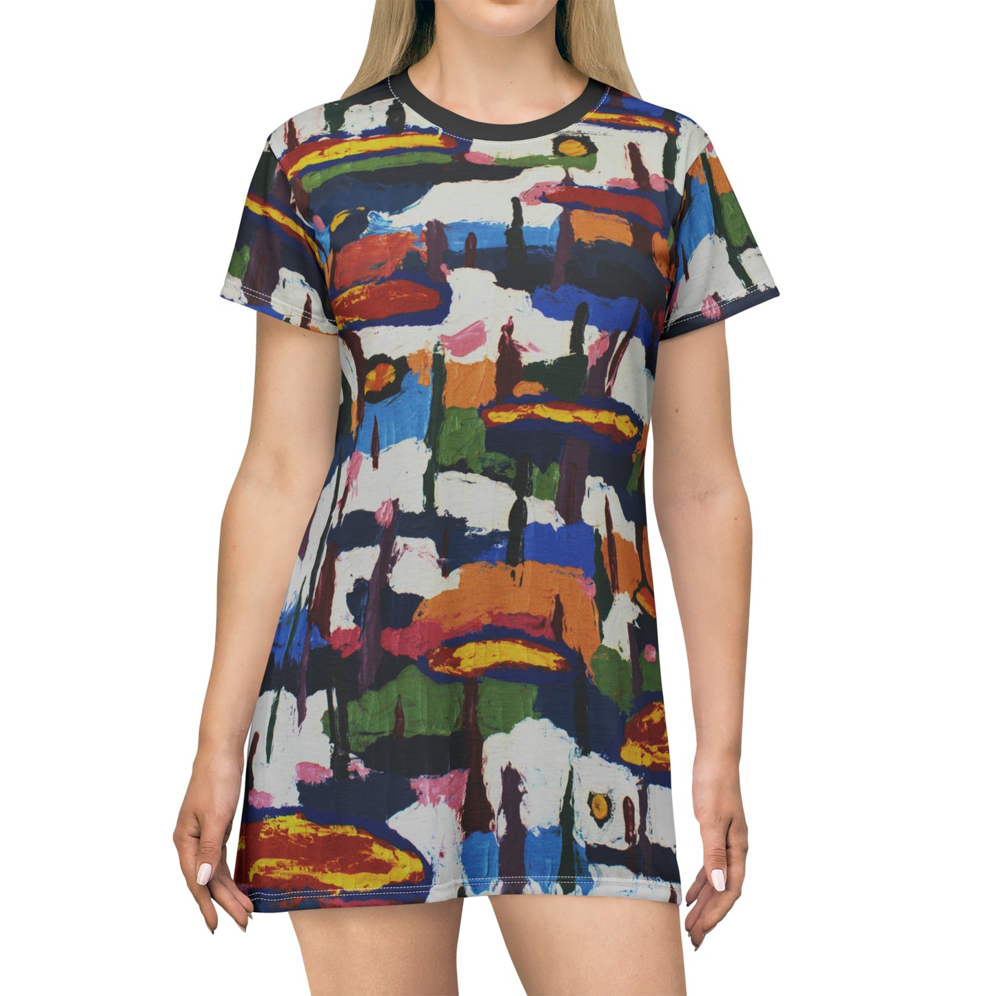 ABSTRACT TREES T-SHIRT DRESS