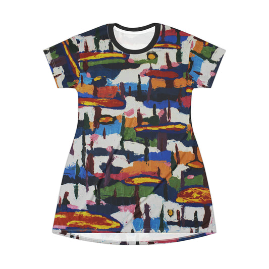 ABSTRACT TREES T-SHIRT DRESS